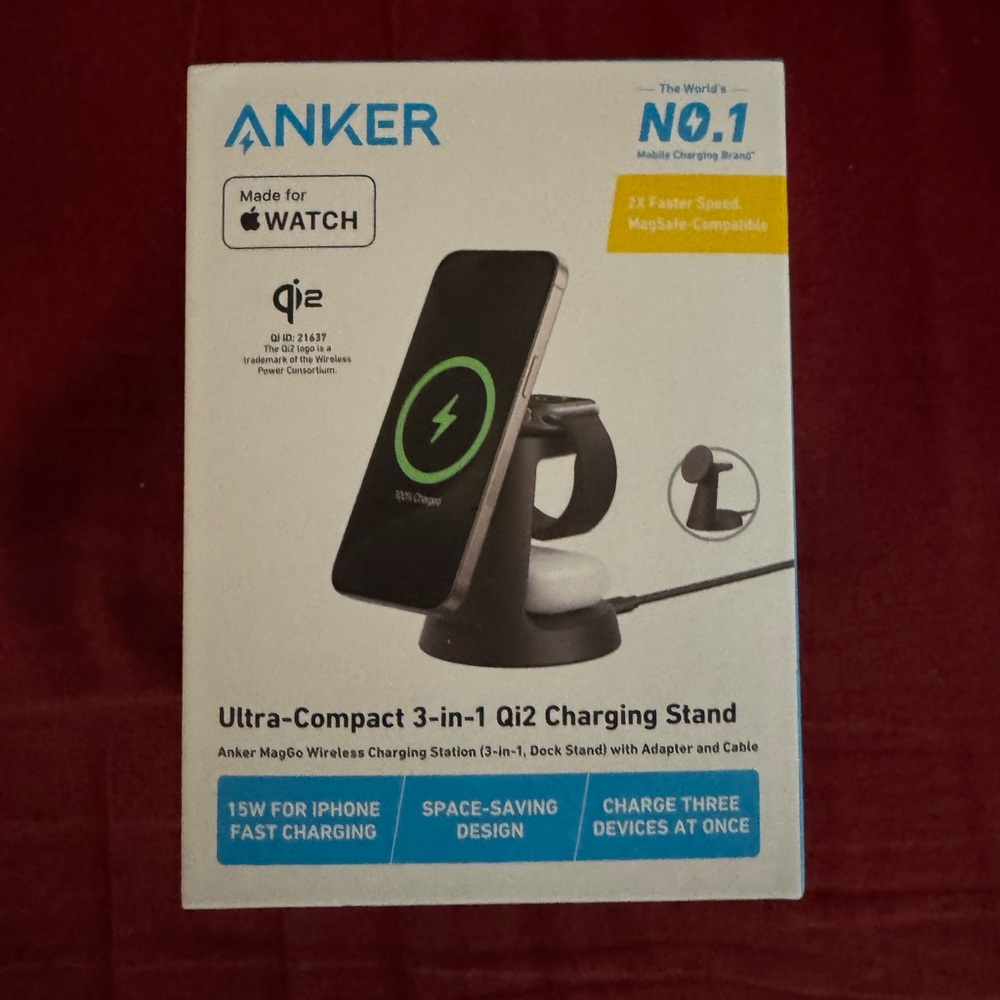 Anker MagGo Wireless Charging Station (3-in-1, Dock Stand) Black NIB